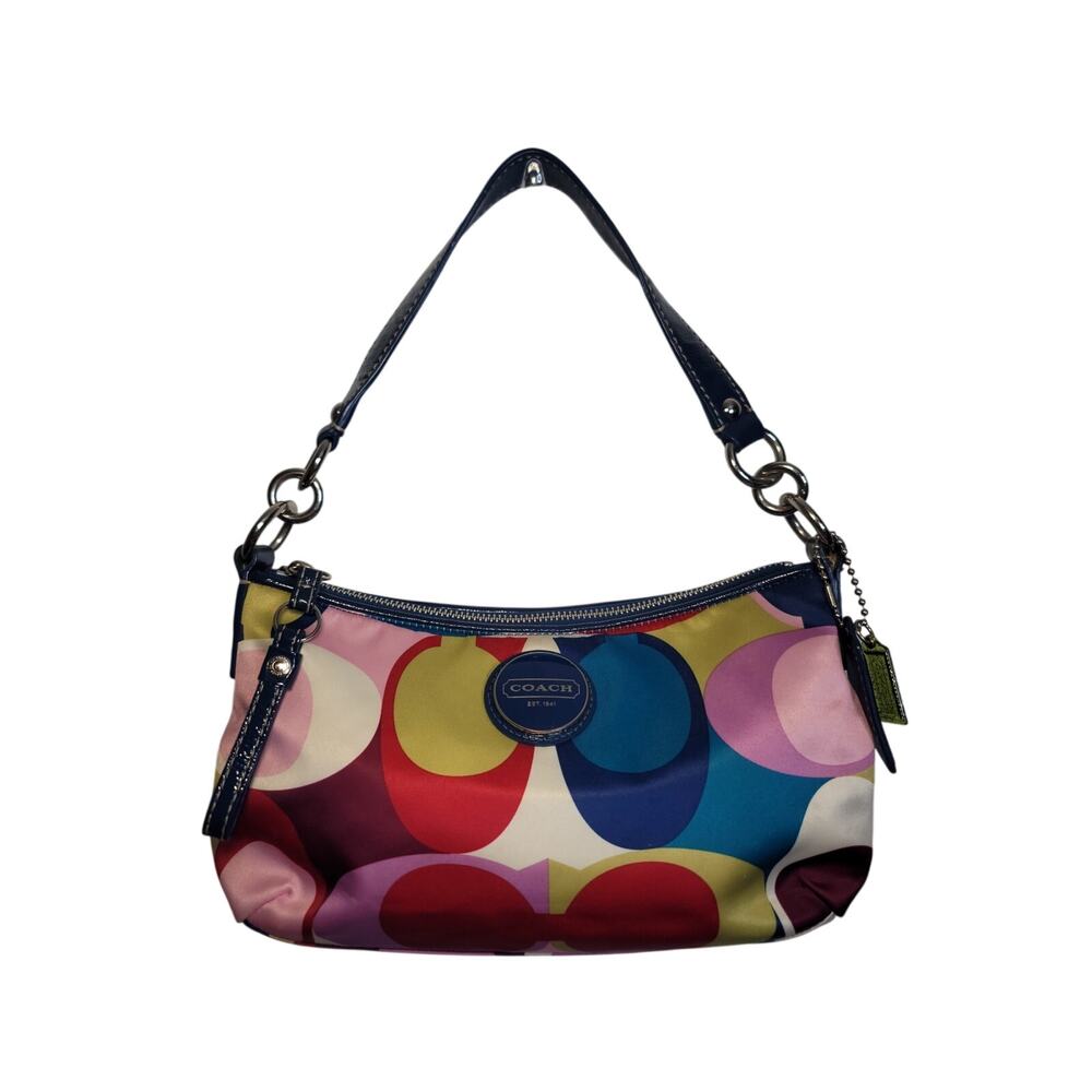 CoachY2K Scarf Print Satin Shoulder Mini Bag Multi Colored